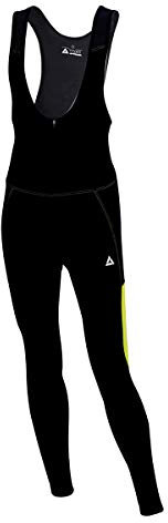 Airtracks Herren Winter Thermo Fahrradhose Lang mit Trägern Pro Line Trägerhose BIB Radhose Träger Radlerhose gepolstert - schwarz-neon-weiß - XL