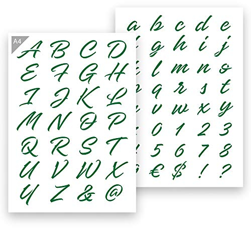 QBIX Buchstabenschablone Dekorative Buchstaben – A4 Größe – Höhe Buchstaben 2-3 cm – wiederverwendbare kinderfreundliche Schablone für Malerei, Fenster, Basteln, Wände, Möbel