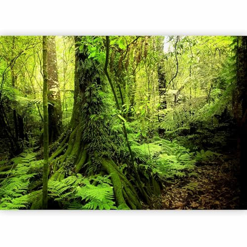 murando - Papier peint panoramique paysage 350x256 cm - Revêtement mural décoration pour chambre salon - Design moderne - Jaune gris vert - Des arbres forêt feuilles nature plantes c-B-0537-a-a