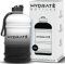 HYDRATE XL Bouteille d'eau 2,2 L - Bouteille de Gym Avec Sangles de Transport - Gourde Fitness - Sans BPA, Pop-up Bouchon - pour le Sport, le Yoga et les Activités de Plein Air (Mono)