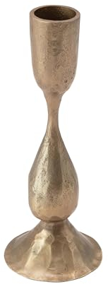 Creative Co-op Handgeschmiedeter Kegelhalter aus Metall, antikes Messing-Finish Kerzenhalter, 2-1/4 Round x 6-1/2H