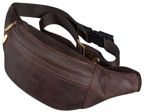 STILORD 'Marquez' Gürteltasche Leder ideal Cross-Body Umhängetasche Vintage Bauchtasche Hüfttasche für Herren Damen Belt Bag für Umschnalltasche Echtleder, Farbe:Granada - braun