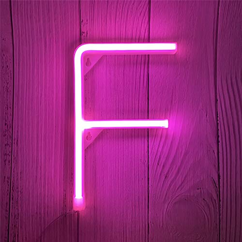 ENUOLI LED Neon Buchstaben Lichter Rosa Neonschild Leuchten Buchstaben Neonschild Batterie/USB Beleuchtete Buchstaben Neon Nachtlicht Dekor für Kinderzimmer,Hochzeit,Weihnachten,Valentinstag(F)