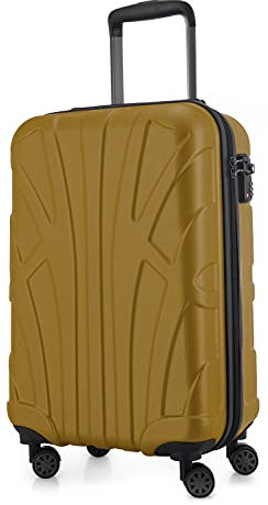 Suitline - leichtes Handgepäck 55x35x20 cm Flugzeug-Trolley 34 L Bordgepäck Hand-Koffer leicht Bord-Koffer 4 Rollen Kabinengepäck Hand Luggage TSA, Farbe:Herbstgold