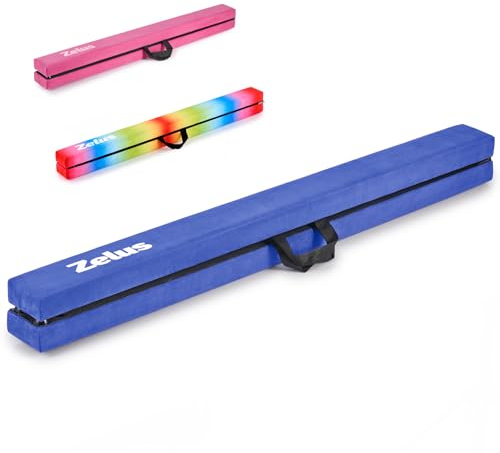 ZELUS Schwebebalken 240cm Klappbar Faltbarer Gymnastikbalken Übungsbalken Balance Beam Gymnastikbalken Balken Turnen für Kinder Zuhause Draussen Garten Turnen Übungs (Blau)