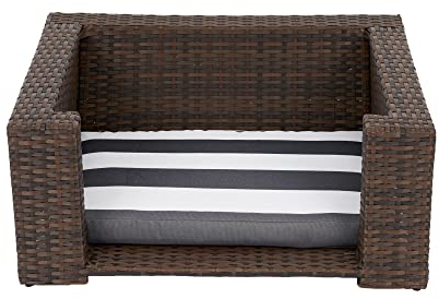 Teamson Pets Clotho Drinnen Draussen Rattan Katze Oder Kleiner Hund Hochbett Liege mit Abnehmbarem Waschbarem Kissen Braun ST-N10005-UK