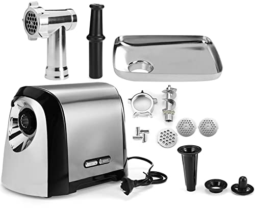 3200W Electric Meat Grinder,Stainless Steel Sausage Stuffer with 3 Different Size Metal Plates,Sausage Nozzle & Kibbe Kit,Grind Variety of Poultry Meat Vegetables for Home & Commercial