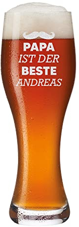 polar-effekt Leonardo Weizenglas Papa ist der Beste - Bierglas mit Gravur 0,5 l - Das Geschenk zum Vatertag - Weihnachten - Geburtstagsgeschenk für Männer - Weizenbierglas Geburtstag