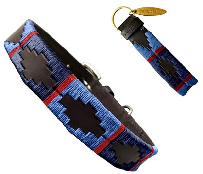 Carlos Diaz Echtes Leder gewachstes Premium-Polo-Hundehalsband mit Stickerei L