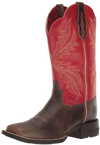 ARIAT Stivali da donna West Bound Western, Zibellino/Cuore Throb Rosso, 38 EU