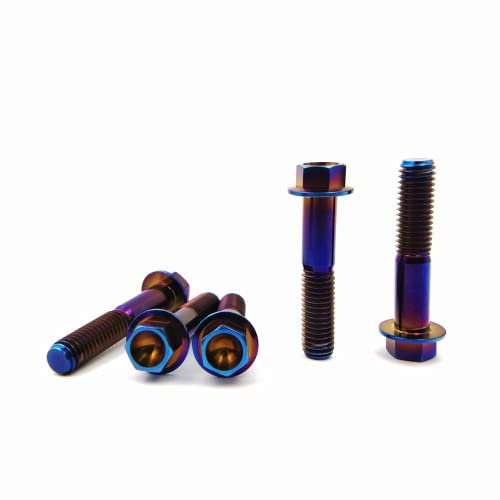 RISON-Titanium Sechskantschrauben mit Flansch M8x1.25x35mm, 5 Stück Titanschrauben Sechskant Kopf Schrauben, Flanschschrauben Titanbolzen Maschinenschrauben für Motorrad, Fahrrad Modifikation