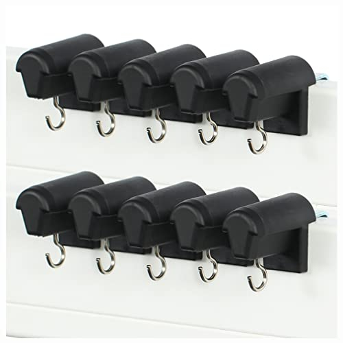 KLEMMFLEX Lot de 5 paires de crochets de fenêtre noirs, stables, réglables, sans perçage, pour accrocher des décorations de fenêtre et store en bambou/rouleau en bambou sur la fenêtre en PVC ou la