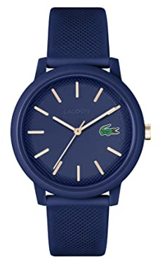 Lacoste Analog Quarzuhr für Herren Kollektion LACOSTE.12.12 mit Marinblaues Silikonarmband - 2011234