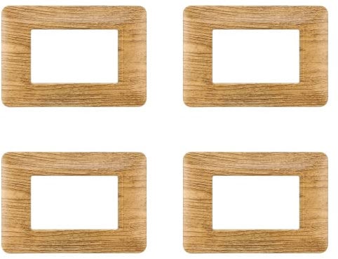 4 Pezzi Placche Compatibile Con Bticino Matix, Placche In Plastica (3 Posti/Moduli,Legno Scuro)