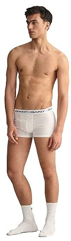 GANT Men's Trunk 3-Pack Boxer Shorts, White, Standard, White, One Size