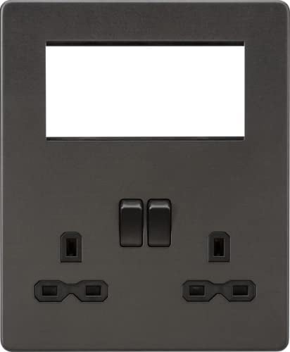 Knightsbridge Screwless Small Multimedia Combination Plate - Smoked Bronze