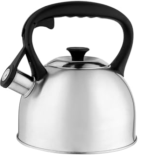 FLORINA Hervidor de Agua (2,1 l) I Tetera de Acero Inoxidable ONDA I Mango de Nailon I Silbido Automático I Tapa Desmontable I Tetera para Cocina de Inducción, Gas y Cocina Eléctrica I Color: Plata