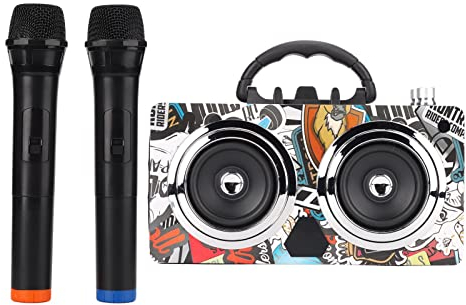 Graffiti Bluetooth Lautsprecher, Bluetooth 5.0 Tragbarer Retro Handheld Funklautsprecher, Kompatibel mit Smartphones, Tablets, PC, MP3 Multimedia Soundeingang, mit 2 Mikrofonen, Geeignet für Den Außen