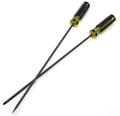 Coufce 2Pcs 39cm Long Screwdriver Set, Phillips and Slotted Set (Black)