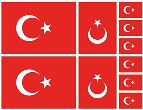 Samunshi® Aufkleber Set Türkei Autoaufkleber 10 Flaggen Set 10cm Set Türkei