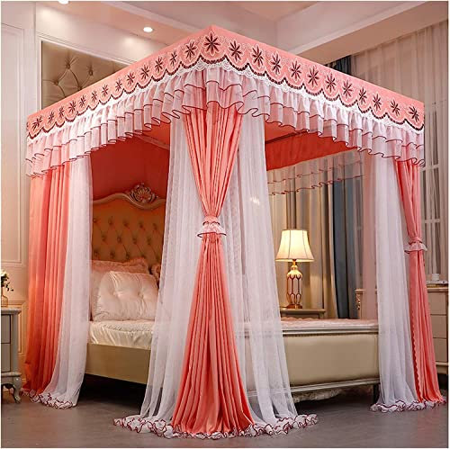 AFLCIO Betthimmel & Gardinen, 4 Eckpfosten Betthimmel Netting Baldachin Vorhang Prinzessin Stil Moskitonetz Bettvorhang Netting Home Schlafzimmer Dekor (Size:180×220cm)
