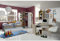 Lomadox Jugendzimmer komplett Set mit Eckkleiderschrank, begehbar und beleuchtet, Schreibtisch Set und Bücherregal in Eiche Nb. mit weiß