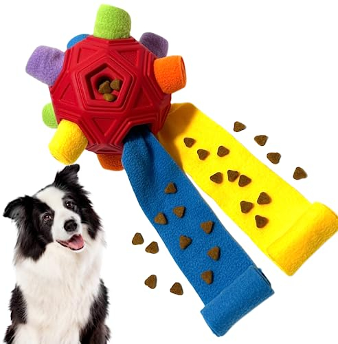 CIIVURR Schnüffelball für Hunde Hundespielzeug Unzerbrechlich Upgrade Ball Interaktives Spielzeug Snuffle Tragbarer Haustier Puzzle Snuffle Ball Toy für Kleine Mitte Groß Hunde (Rot Regenbogen)