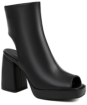 Frauen Dicke Ferse Dicke Sohle Sexy Nachtclub Offene Zehe High Heels Mode Casual Tägliche Catwalk Party Heels 9.5CM/3.74IN,Schwarz,45 EU