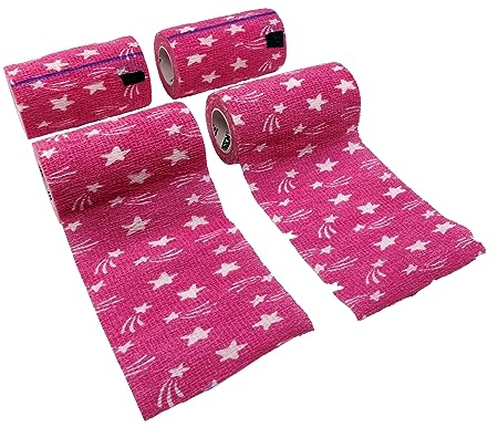 Syrflex Haftbandage, 10,2 cm, Hot Pink Stern, 4 Stück