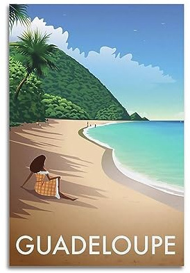 ECHUN Vintage Reiseposter Guadeloupe Dekorative Leinwand Wand & Kunst Bild Gemälde 50 x 75 cm