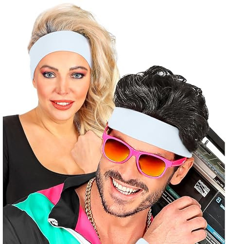 W WIDMANN MILANO Party Fashion - Stirnband, Schweißband, Accessoire für 80er Jahre Looks, Trainingsanzug, Aerobic Outfit