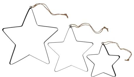 Metall Deko Stern im 3er Set in schwarz - 24/34/41 cm - Weihnachts Wand Hänge Dekoration - Fenster Dekohänger Weihnachten Sterne