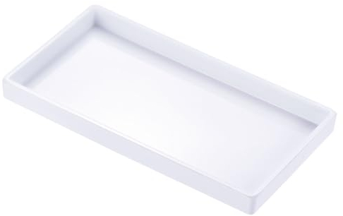 PATIKIL Vassoio a Rapida Preparazione 9x5, in Plastica Riutilizzabile Multiuso Rettangolare con Texture Legno per Ristoranti Casa Cucina, Bianco