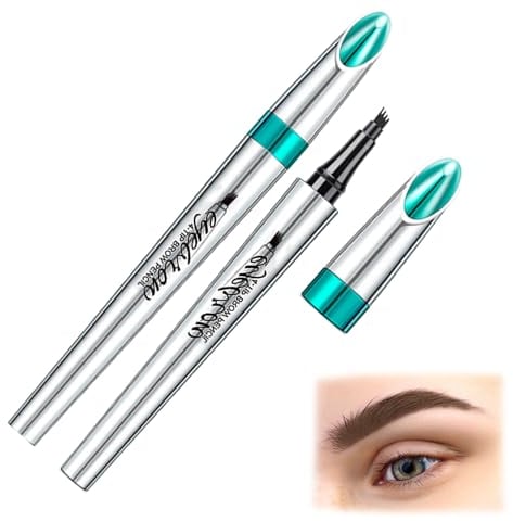ihohi Microblading Eyebrow Pen, Tattoo Eyebrow Tint Pen with 4 Micro-Fork Tip Long Lasting Waterproof Smudgeproof Eye Brown Pencil for Naturally Defined Eyebrows