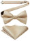 HISDERN Herren Fliege Beige Fliege für Herren mit Einstecktuch Set Einfarbig Seide Vorgebundene Anzug Fliege für Hochzeit...