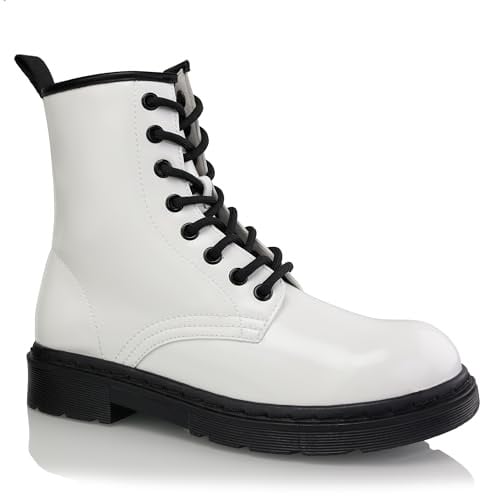 Cultz Essential 8 Eyelet - Stivaletti da donna con cerniera, Bianco Smooth 2, 38 EU