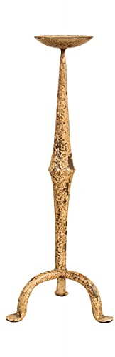 Biscottini Antique Wrought Iron Candelabra 19 x 19 x 47 cm - Floor Candelabra Finish - Shabby Candlestick - Vintage Home Decor Accessories