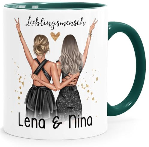 SpecialMe® Tasse beste Freundin Geschenk Geburtstag Weihnachten persönlich personalisiert Freundschaft Best Friends weiß-innen-grün standard