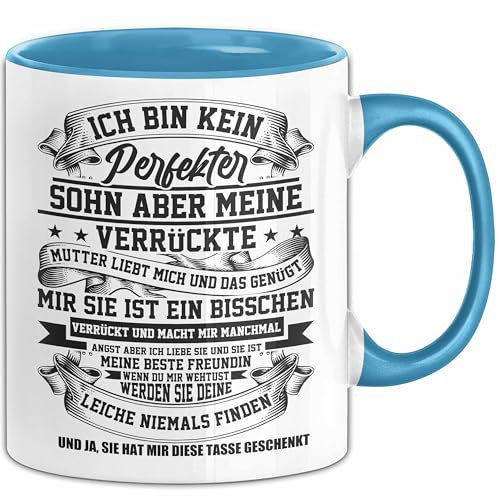 Geschenk Für Sohn Von Mutter Geschenkidee Tasse Für Sohn Lustiger Spruch Ich Bin Kein Perfekter Sohn (Blau)