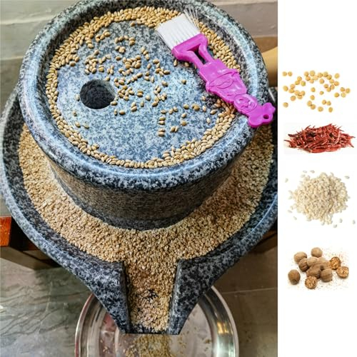 Mulino per Cereali Mulino a Mano Nero per Pasta di Pietra Blu 25cm X 40cm, Mulino per Cereali Secco e Umido, Macinatore, Macinino Domestico in Pietra per Pepe Grano Fagioli Orzo ( Size : L (22cmx35cm)