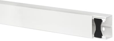 KOMIB 60x40 mm Kabelkanal/Kabelkanäle/Kabelführung - Schraubbar (mit Montagelochung im Boden) - Je Stange 2M (Reinweiß - RAL 9010, 6m (3x2M))