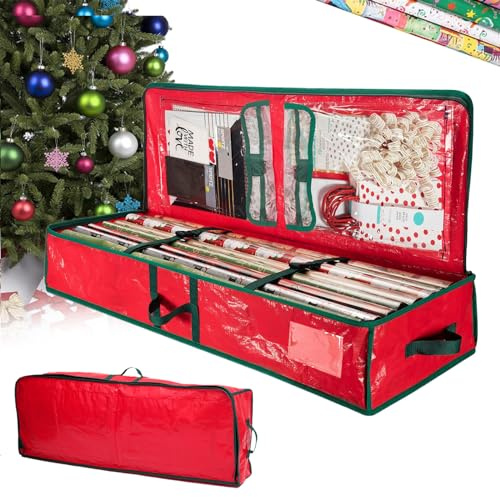 Weihnachten wickeln Veranstalter, Geschenkpapier Aufbewahrung Set Schwerlast Geschenkpapier Aufbewahrung 103x36x15cm Organizer für Geschenkpapierrollen für Weihnachtsgeschenkpapier, Dekorationen