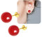 WGXIA Jade Ohrstecker, natürliche runde Perlen Achat Smaragd Granat Obsidian Edelstein Ohrstecker Ball Jade Schmuck Geschenk (rot Achat-Gold-6mm)