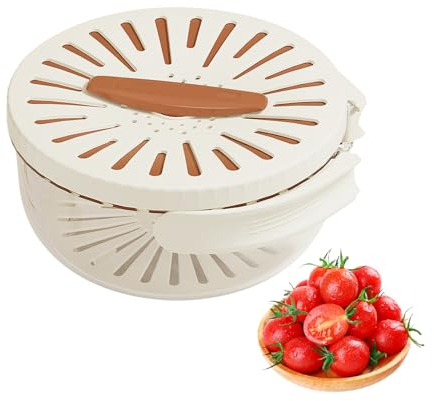 Salatschleuder mit Deckel, Salatschüssel und Sieb Verdickter Doppelschicht, Kunststoff Salattrockner Salad Spinner Klein, Küche Gemüse Trockner mit Griff, zum Waschen und Trocknen von Salat, Gemüse