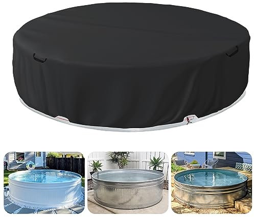 Sobana Bâche de réservoir ronde en acier de 2,7 m – Couverture complète améliorée – Câble métallique et treuil pour augmenter la stabilité – Noir