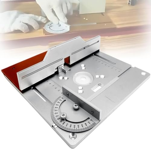 YHUEGH Router Table Insert Plate, Wood Milling Flip Board, Aluminum Router Table Plate for Woodworking with Back Fence & Angle Ruler, Benches Router Table Plate, Milling Table Insert Plate