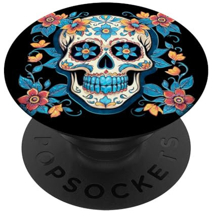 Sugar Skull - gerahmt mit Blumen 2 - Fan Fun PopSockets mit austauschbarem PopGrip