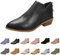 Generico Bottines pour femme d'hiver élégantes, bottines pour femme, automne, confortable, basses, coupe-vent, bottes décontractées pour femme à talons bas, gris foncé, 43 EU