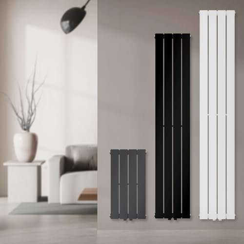LuxeBath Paneelheizkörper Einlagig 300x600 mm Weiß inkl. Anschlussgarnitur mit Thermostat Eckform Wandanschluss, Badheizkörper Mittelanschluss Heizung Designheizkörper Flachheizkörper Vertikal Röhren