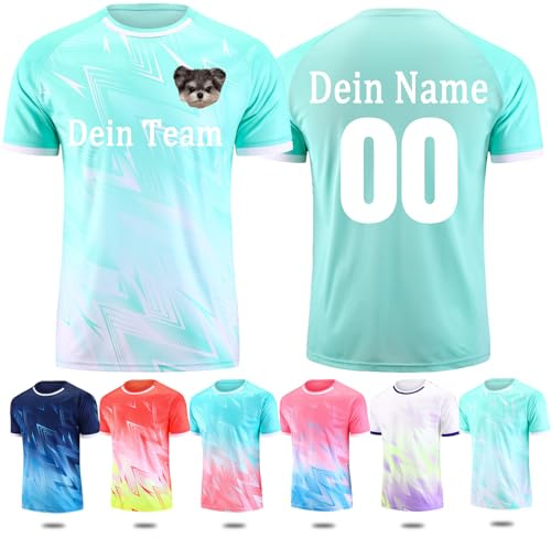 OXOQAQ Fußball Trikot Kinder mit Namen Nummer Team & Logo Personalisiert Fussball Kinder Trainingsanzug für Kinder Jungen Erwachsene